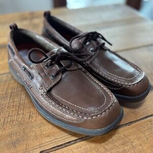 Clarks Unstructured Mens Brown Leather Boat Casual Shoes Laces EUC Size 9